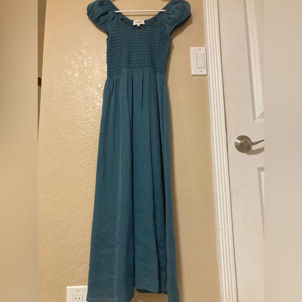 Boheme Teal Puff Sleeve Maxi Dress